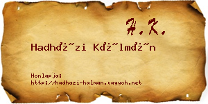 Hadházi Kálmán névjegykártya